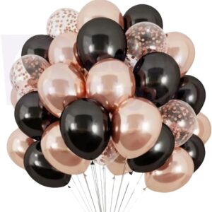 5 adet Rose Gold siyah şeffaf balon pulu