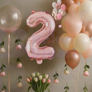 2 Yaş Rosegold Doğum Günü Seti Şeffaf Bobo hediyeli