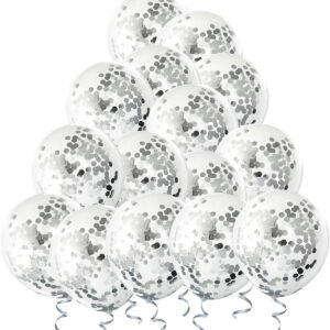 10 adet Gümüş Şeffaf pullu balon seti