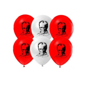 Atatürk baskılı balon kırmızı beyaz kaliteli
