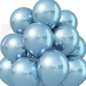 10 Adet Açık Mavi Metalik Sedefli Balon – Parlak ve Şık Dekorasyon