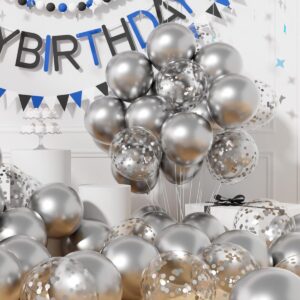 10 adet Gümüş Sedefli Metalik Şeffaf Balon Premium 2 Paket Balon Pulu