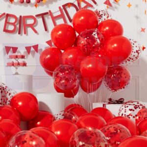 5 adet Kırmızı ve Şeffaf pullu Balon