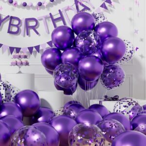 Mor Sedefli Metalik 40 Adet Şeffaf Balon Premium