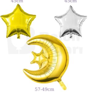 Ramazan ayı yıldız folyo balon 3 parça kaliteli büyük boy
