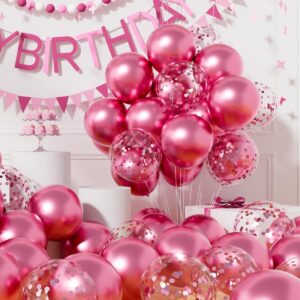 Pembe Sedefli 40 Adet Metalik Şeffaf Balon Premium 2 Paket Balon Pulu