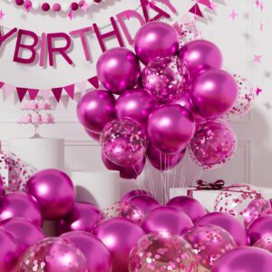 Fuşya Sedefli Metalik Şeffaf Balon Premium 2 Paket Balon Pulu