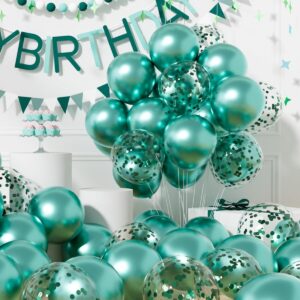 Yeşil Sedefli Metalik Şeffaf Balon Premium 2 Paket Balon Pulu