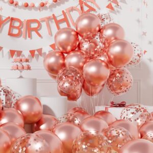 5 adet Rose Gold Sedefli Metalik Şeffaf Balon