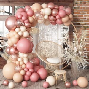 Pembe Krem Rose Gold Konfeti Balon Seti - 80 Adet Parti Balonu + Zincir ve Bant HEDİYELİ1