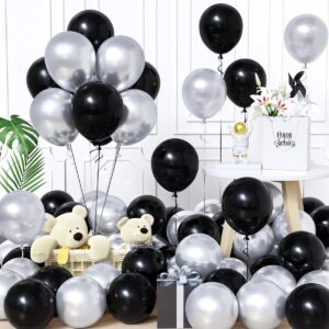 15 Adet Siyah & Gümüş Balon Seti - Modern Parti Dekorasyonu