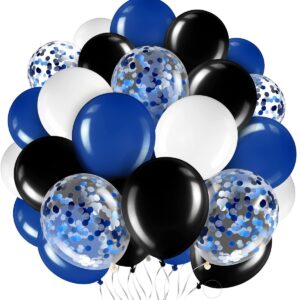 60 Parça Konfeti ve Metalik Balon Seti Siyah, Mavi, Beyaz Renklerde