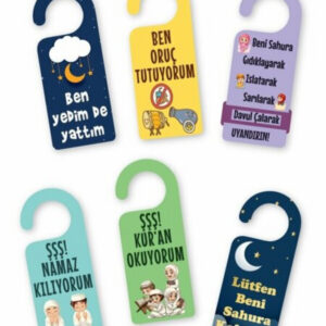 6'lı ramazan kapı kolu askısı ben oruc tutuyorum dini ramazan süslemeleri