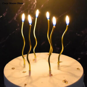 6 LI KIVRIMLI GOLD MUM 16CM Pasta Mumu spiral kıvrak mum kaliteli