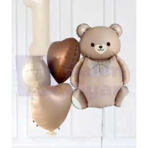 1 Yaş Temalı Retro Ayıcıklı Doğum Günü Balon Seti