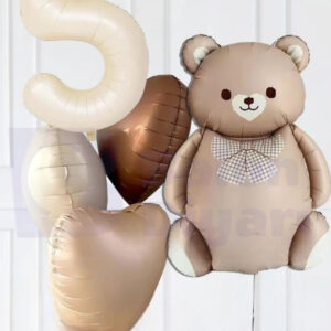 5 Yaş Temalı Retro Ayıcıklı Doğum Günü Balon Seti