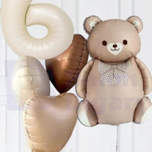 6 Yaş Temalı Retro Ayıcıklı Doğum Günü Balon Seti