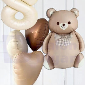 8 Yaş Temalı Retro Ayıcıklı Doğum Günü Balon Seti