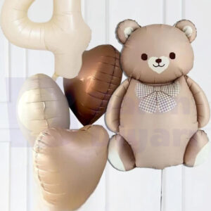 4 Yaş Temalı Retro Ayıcıklı Doğum Günü Balon Seti