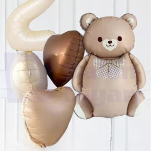 2 Yaş Temalı Retro Ayıcıklı Doğum Günü Balon Seti