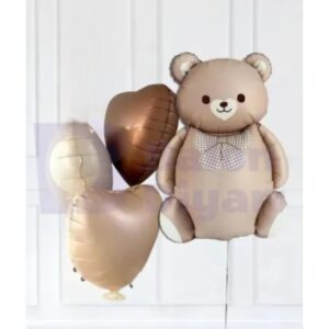 Retro Ayıcık ve Kalpli Balon Seti