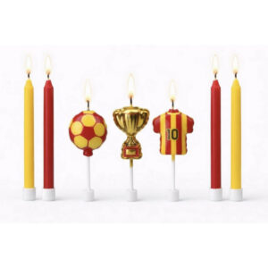 Galatasaray Doğum Günü Pasta Mumu Seti 7'lü - Top Kupa Forma sarı kırmızı mum