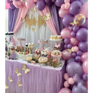 35 Parça Karışık Renk Balon Zincir Seti (15 Adet Pembe ,15 Adet Lila 5 Adet Şeffaf Mor Konfetili)