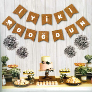 İyi Ki Doğdun Yazılı Kraft Parti Bannerı – Doğum Günlerinize Renk Katın