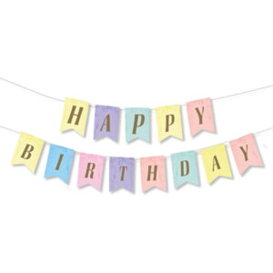 Happy Birthday Yazılı Kraft Parti Bannerı – Doğum Günlerinize Renk Katın!
