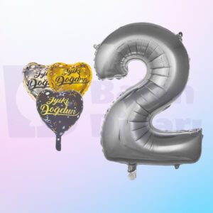 İyi ki Doğdun Yazılı Kalp ve Rakam Folyo Balon Seti