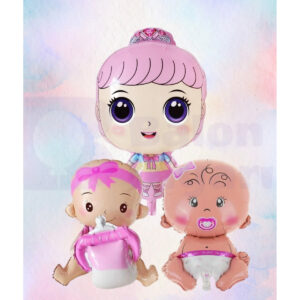 👶 Pembe Bebek ve Kız Karakter Folyo Balon Seti – Sevimli ve Eğlenceli! 🎈