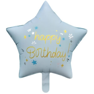 🎉 18 İnç Yıldız "Happy Birthday" Mavi Folyo Balon – Şık ve Neşeli! 🎈