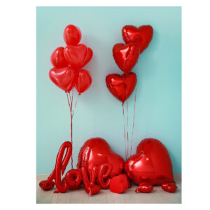 Sevgililer günü Aşk Balon Seti - Love Folyo + Kırmızı Kalp Balonları Romantik Sürpriz Dekorasyon