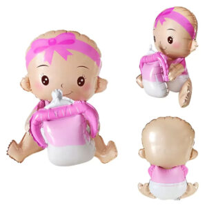 Pembe ve Mavi Biberonlu Folyo Balon - Bebek Doğum ve Baby Shower Süslemesi