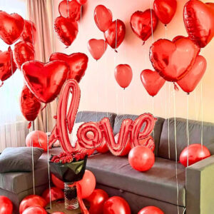 Sevgililer günü Aşk Balon Seti - Kırmızı Kalp & Love Folyo Balon Seti - Romantik Dekorasyon