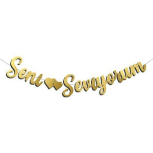 Seni seviyorum yazılı kaligrafi banner i love you yazılı kırmızı kaliteli