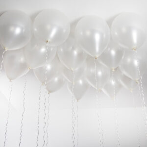 50 Adet beyaz Metalik Balon - Premium Lateks