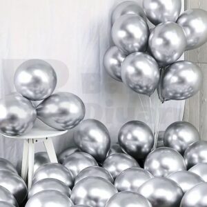 10 Adet Gümüş Metalik Balon - Premium Lateks