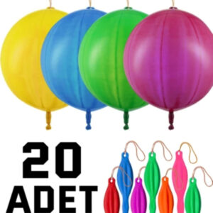 Lastikli Zıpzıp Balon Punch Panç Büyük Balon 20 Adet