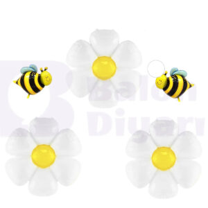 🌼 Bahar Temalı Folyo Balon Seti - Papatya Ve Arılarla Parti Coşkusu! 🐝☁️