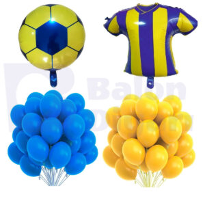 Sarı Lacivert Taraftar Temalı Balon Seti 10 Adet Sarı 10 Adet Lacivert Forma Ve Top