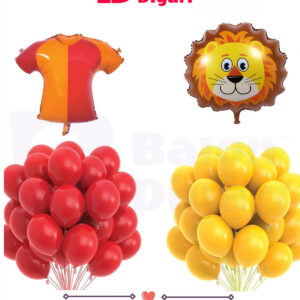 Sarı Kırmızı Taraftar Temalı Balon Seti 20 Adet Balon Forma Balon Aslan Balon