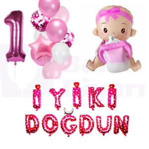 Prensesinizin Ilk Yaşına Özel 1 Yaş Kız Doğum Günü Seti: Renkli Ve Eğlenceli Doğum Günü Seti! 🌟🎀🎈