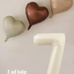 7 Yaş Doğum Günü Için Retro Pastel Parti Seti - 3 Adet Retro Kalp Balon Ve Rakam Krem Folyo Balon