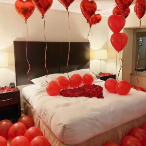 Sevgililer günü Kırmızı kalp folyo lateks Kuru gül dahil 14 şubat süpriz