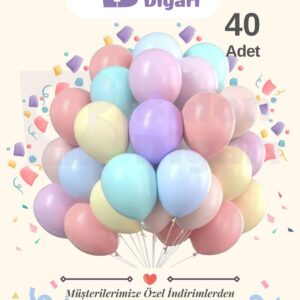 Balon Diyarı Karışık 40 Adet Renkli Yüksek Kalite Makaron Soft Balon Zincir Hediye