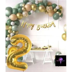 50 Adet Adet Balon Lüks Pembe Küf Yeşili Gold 2 Yaş Balon Seti