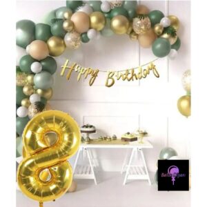 50 Adet Adet Balon Lüks Pembe Küf Yeşili Gold 8 Yaş Balon Seti