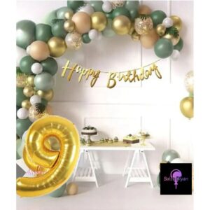 50 Adet Adet Balon Lüks Pembe Küf Yeşili Gold 9 Yaş Balon Seti