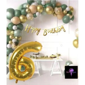 50 Adet Adet Balon Lüks Pembe Küf Yeşili Gold 6 Yaş Balon Seti